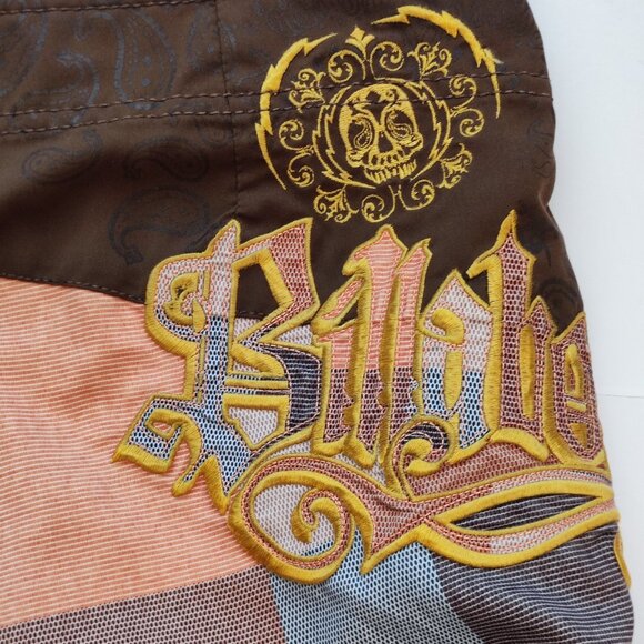 Billabong board shorts men's size 36 orange brown plaid with graphic design - Picture 5 of 10